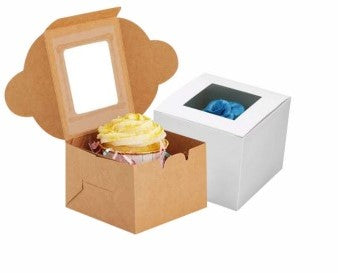 Brown Kraft Cupcake Boxes with Window | Khaana Packaging