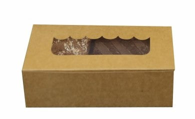 Brown Kraft Cupcake Boxes with Window | Khaana Packaging