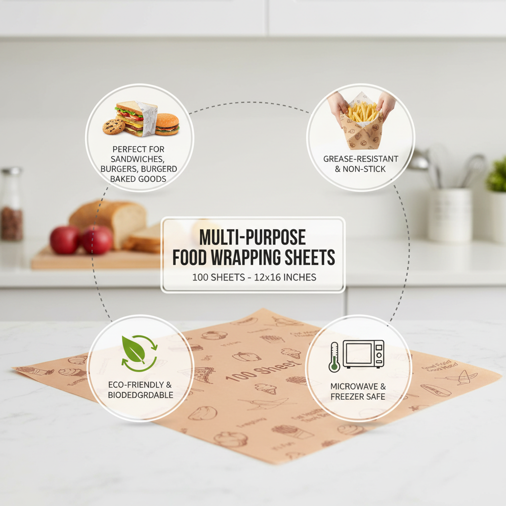 Food Wrapping Paper Sheets | Khaana Packaging (Pack of 100)