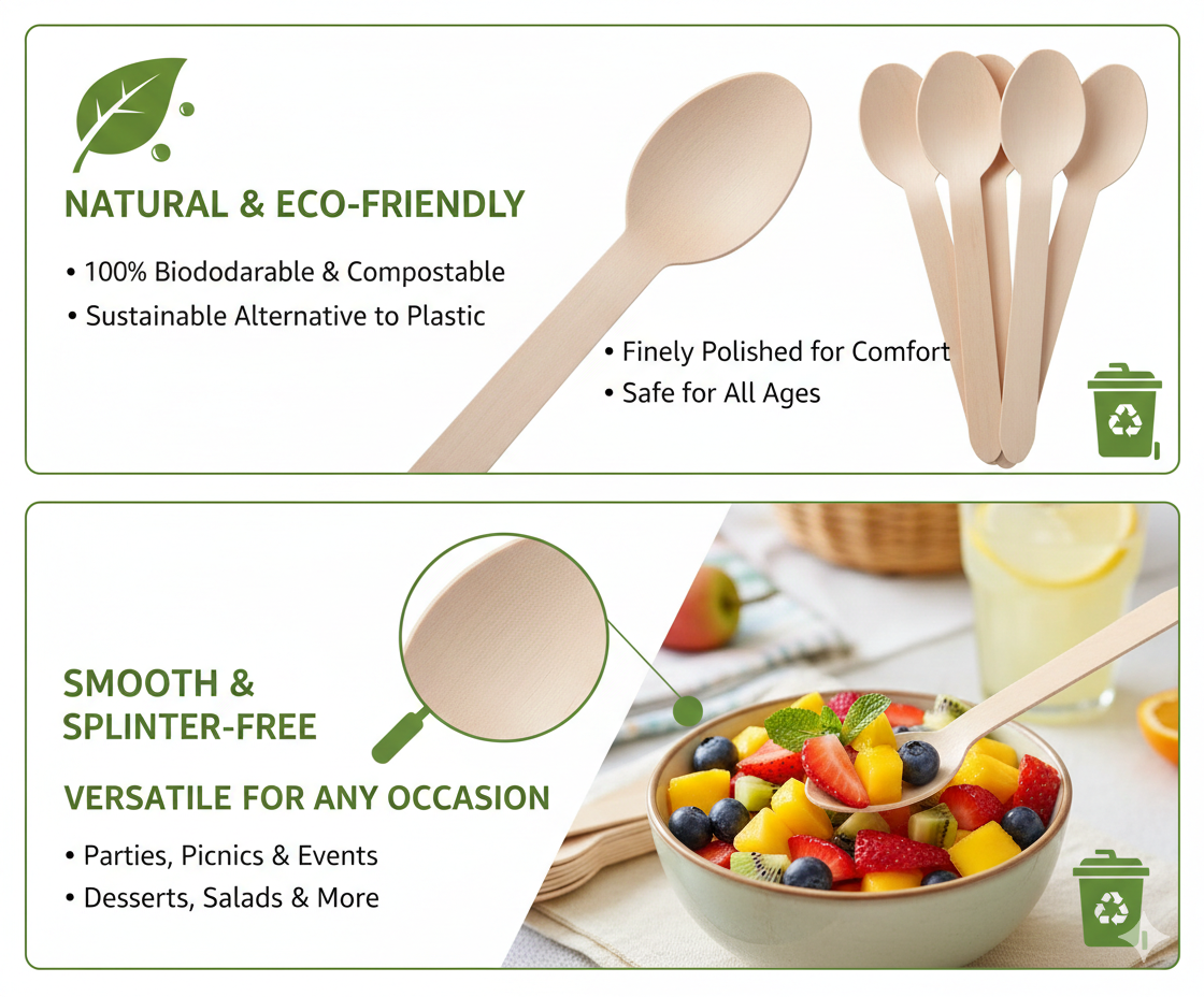 Biodegradable Wooden Spoons | Khaana Packaging