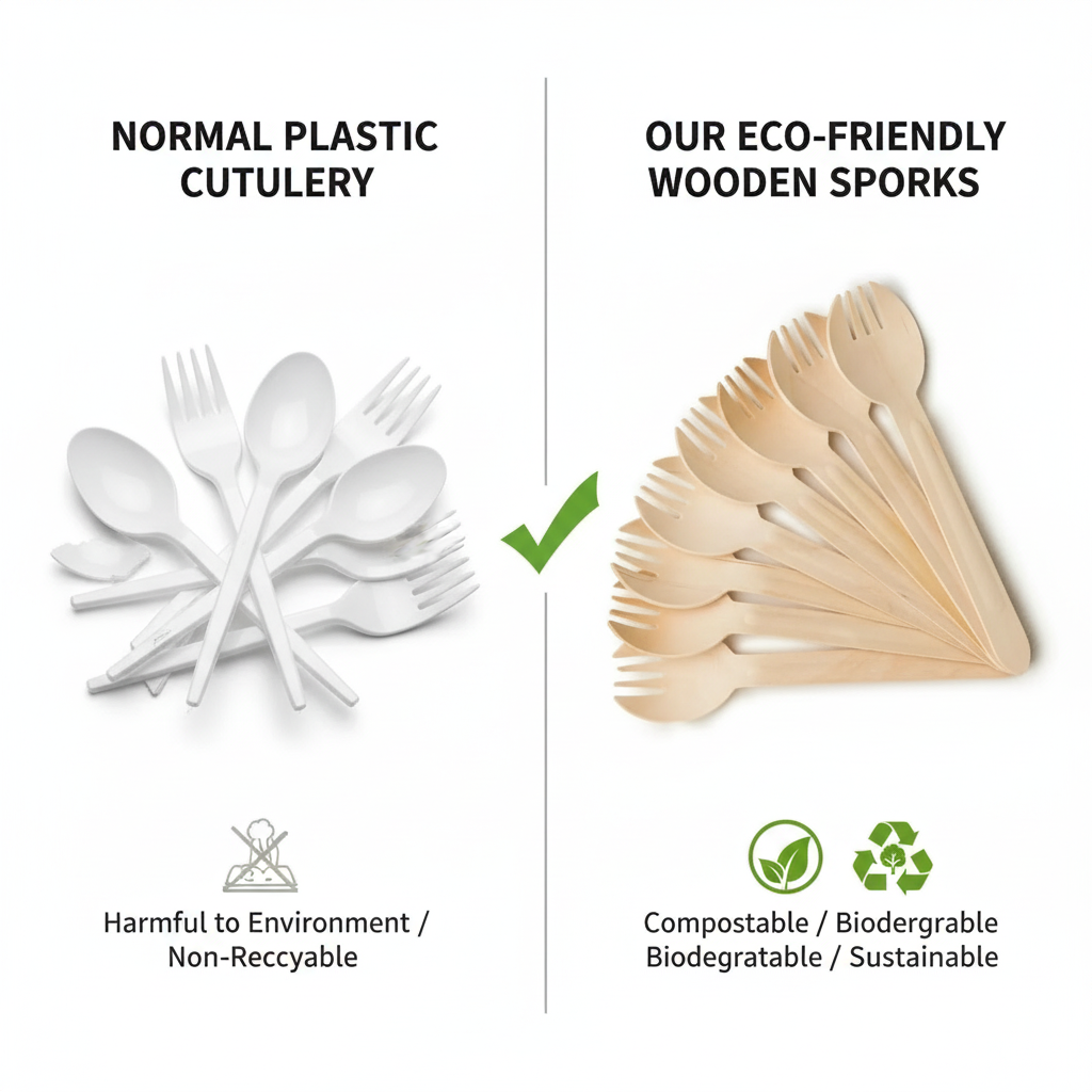 Biodegradable Wooden Sporks | Khaana Packaging