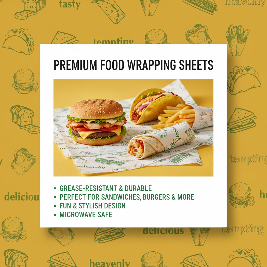 Food Wrapping Paper Sheets | Khaana Packaging (Pack of 100)