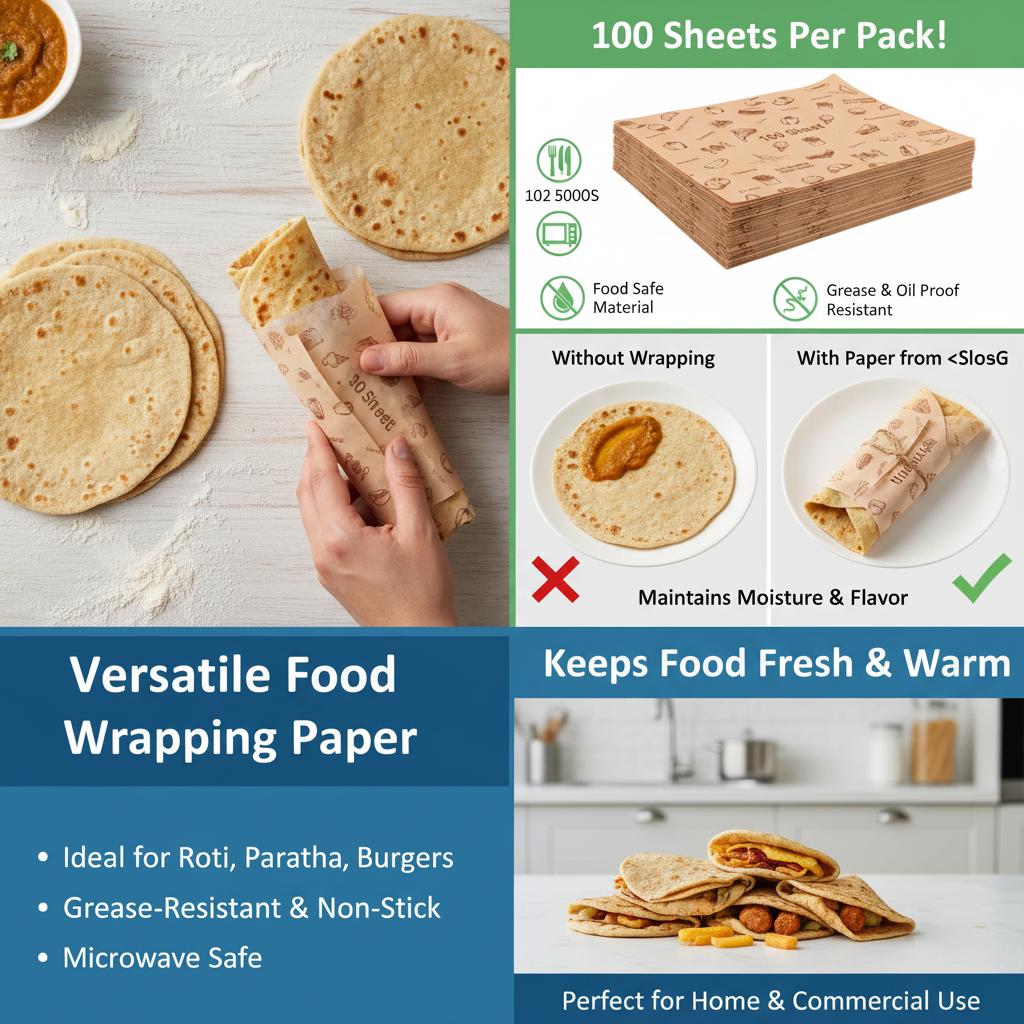 Food Wrapping Paper Sheets | Khaana Packaging (Pack of 100)