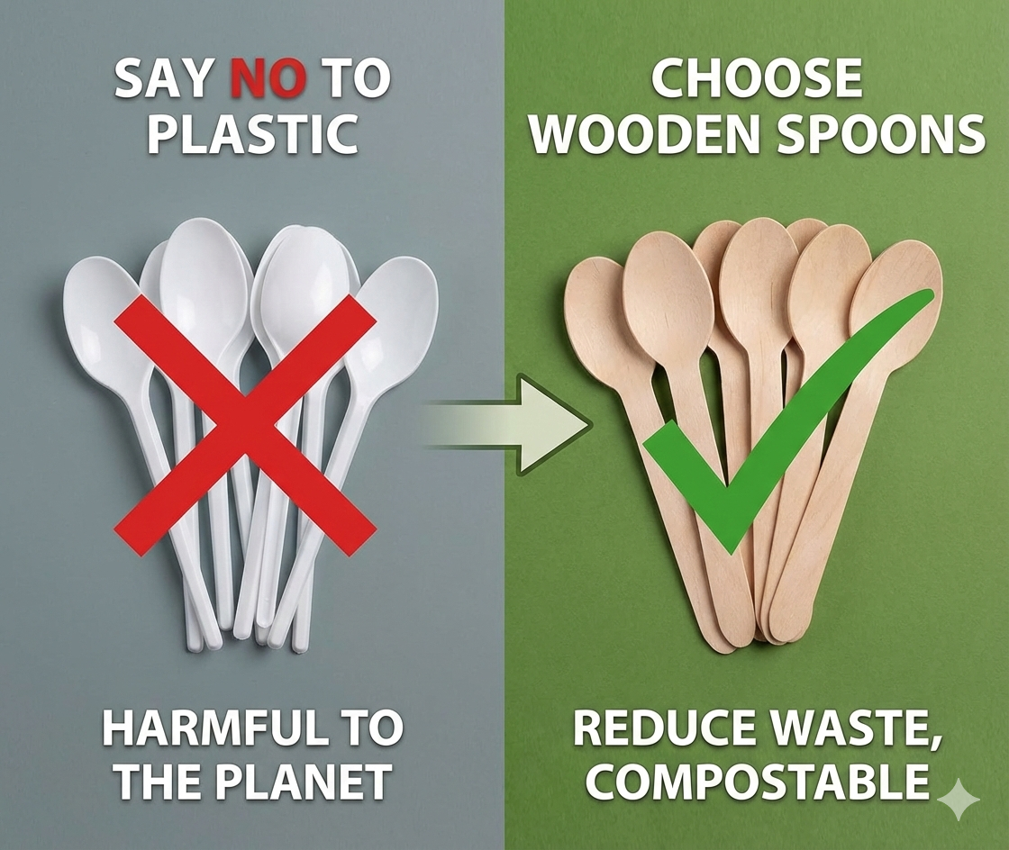 Biodegradable Wooden Spoons | Khaana Packaging