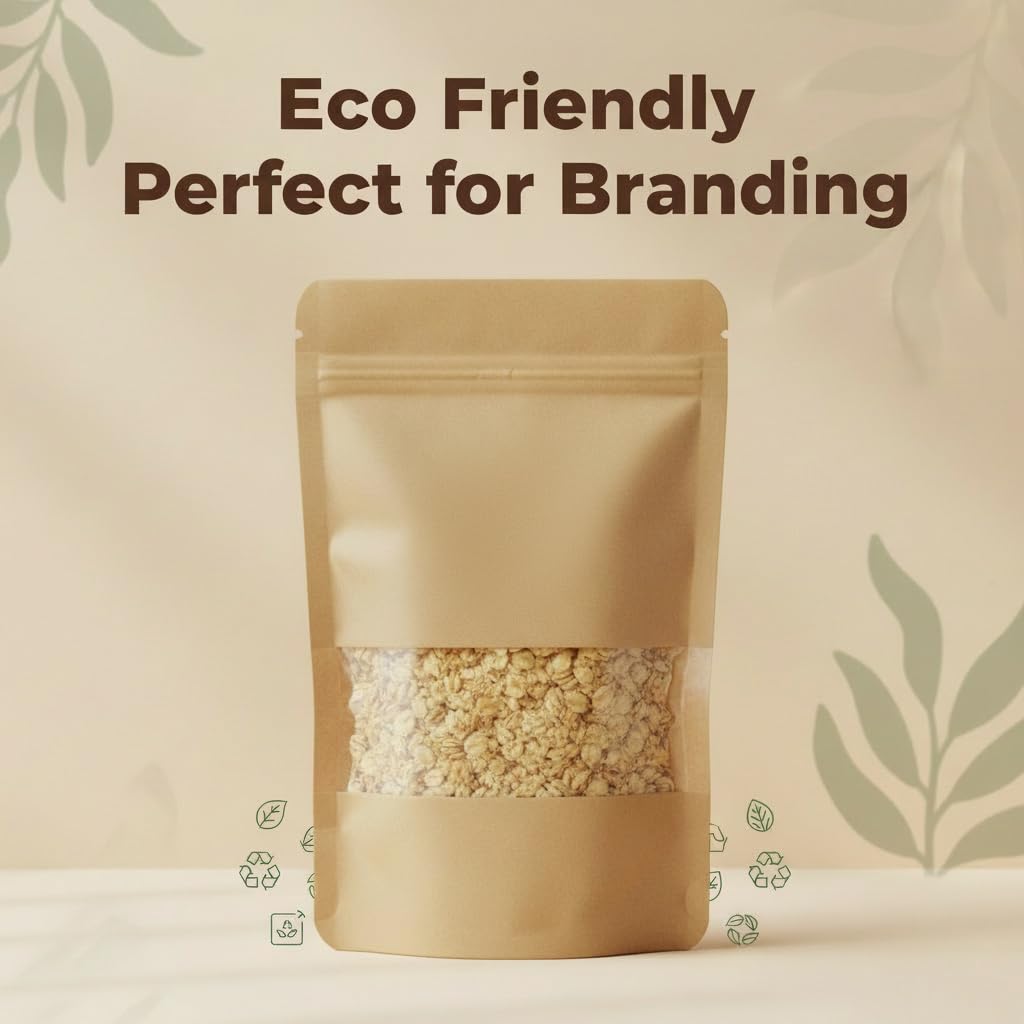 Kraft Zipper Pouches with Self-Sealing | Khaana Packaging