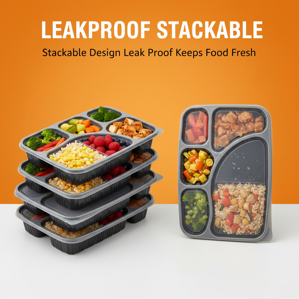 Microwave Safe Meal Tray with Lid  Compartments | Khaana Packaging