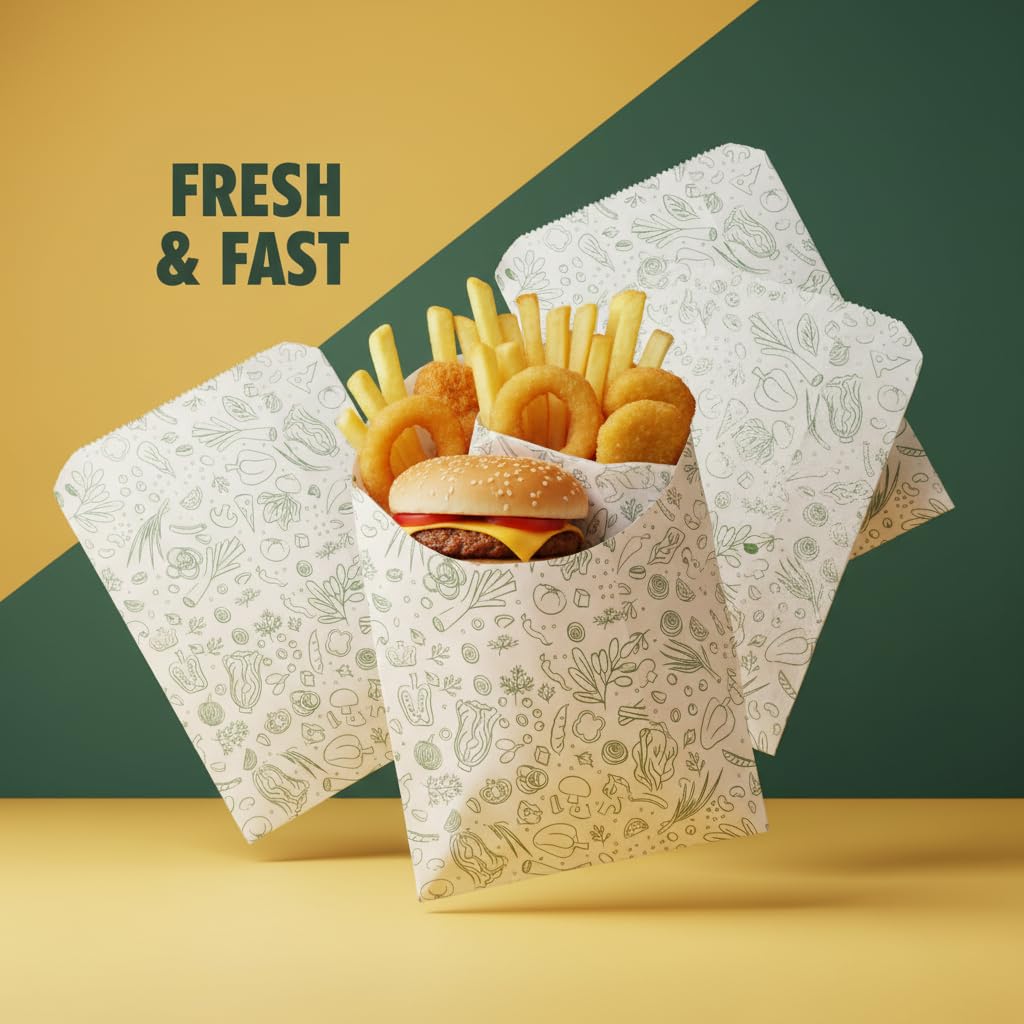 Multipurpose Food Wrapping Paper Envelopes | Printed Snack Bags | Khaana Packaging