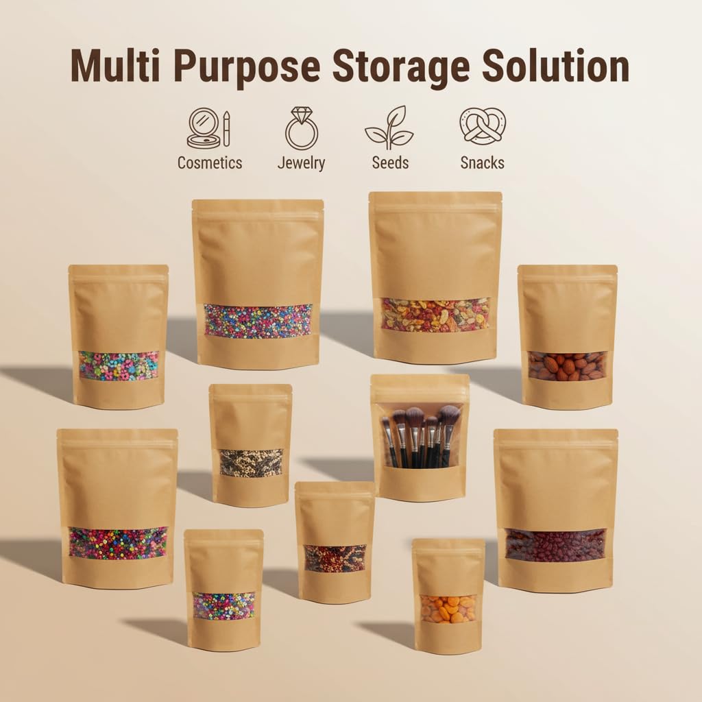 Kraft Zipper Pouches with Self-Sealing | Khaana Packaging