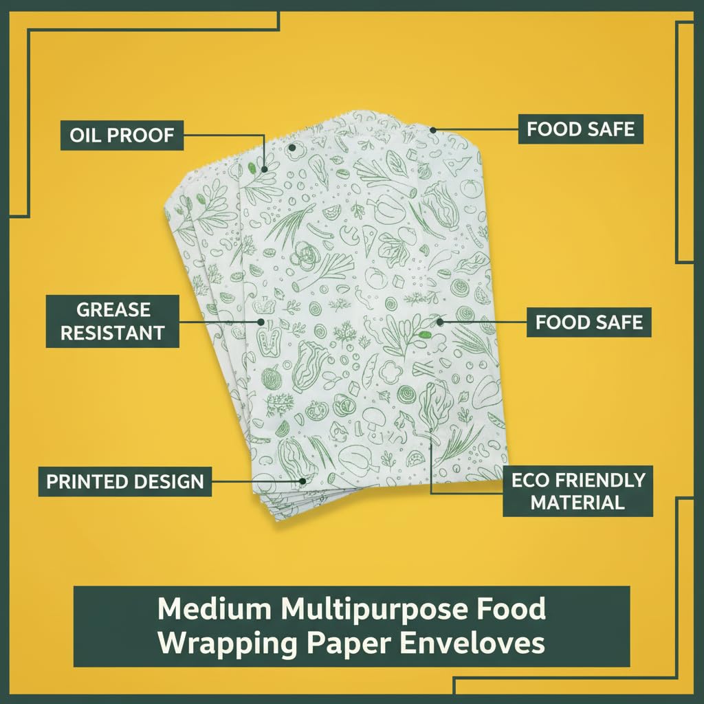 Multipurpose Food Wrapping Paper Envelopes | Printed Snack Bags | Khaana Packaging