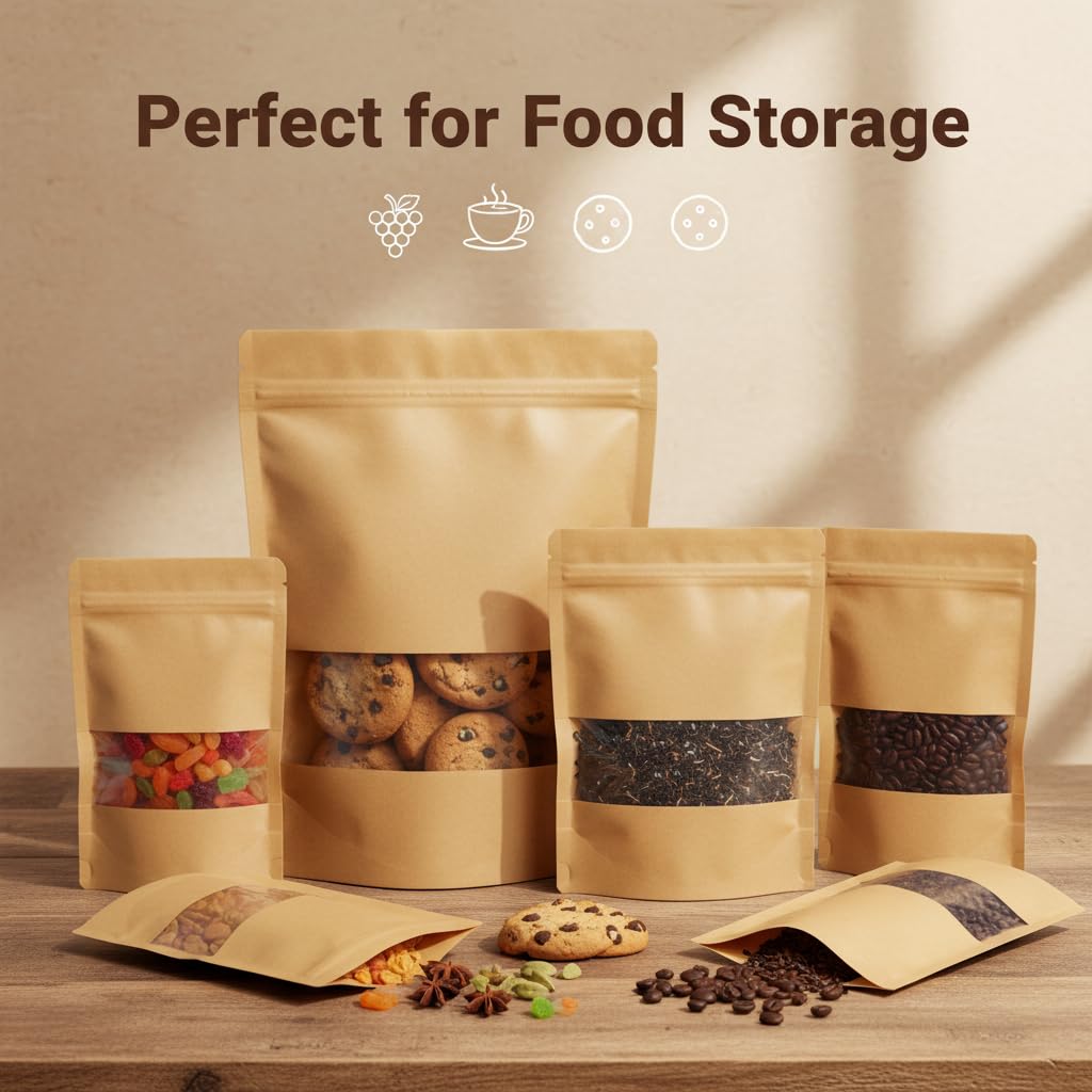 Kraft Zipper Pouches with Self-Sealing | Khaana Packaging