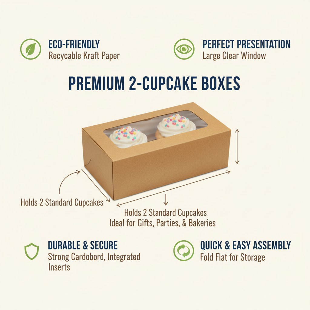 Brown Kraft Cupcake Boxes with Window | Khaana Packaging