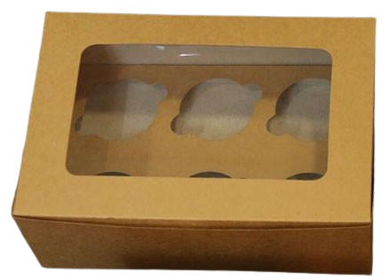 Brown Kraft Cupcake Boxes with Window | Khaana Packaging