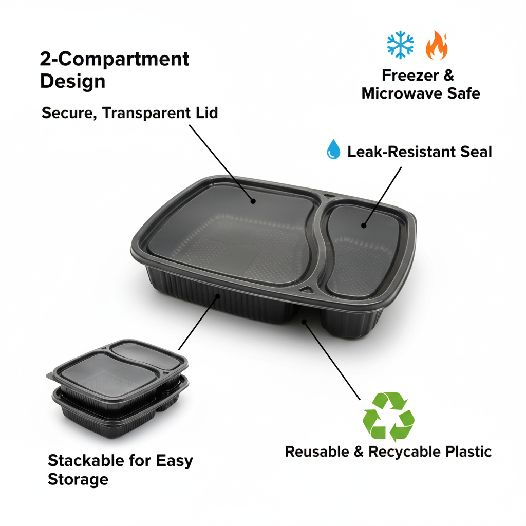 Microwave Safe Meal Tray with Lid  Compartments | Khaana Packaging