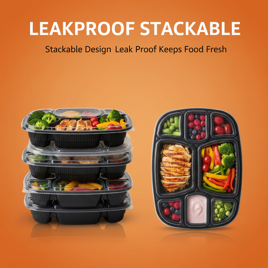 Microwave Safe Meal Tray with Lid  Compartments | Khaana Packaging