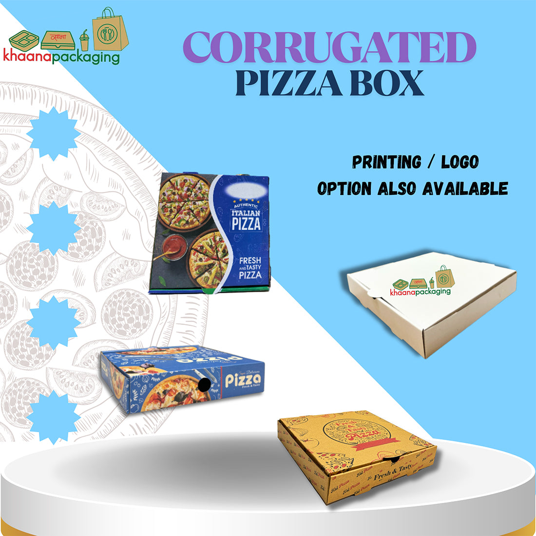 Corrugated Printed Pizza Box | Khaana Packaging