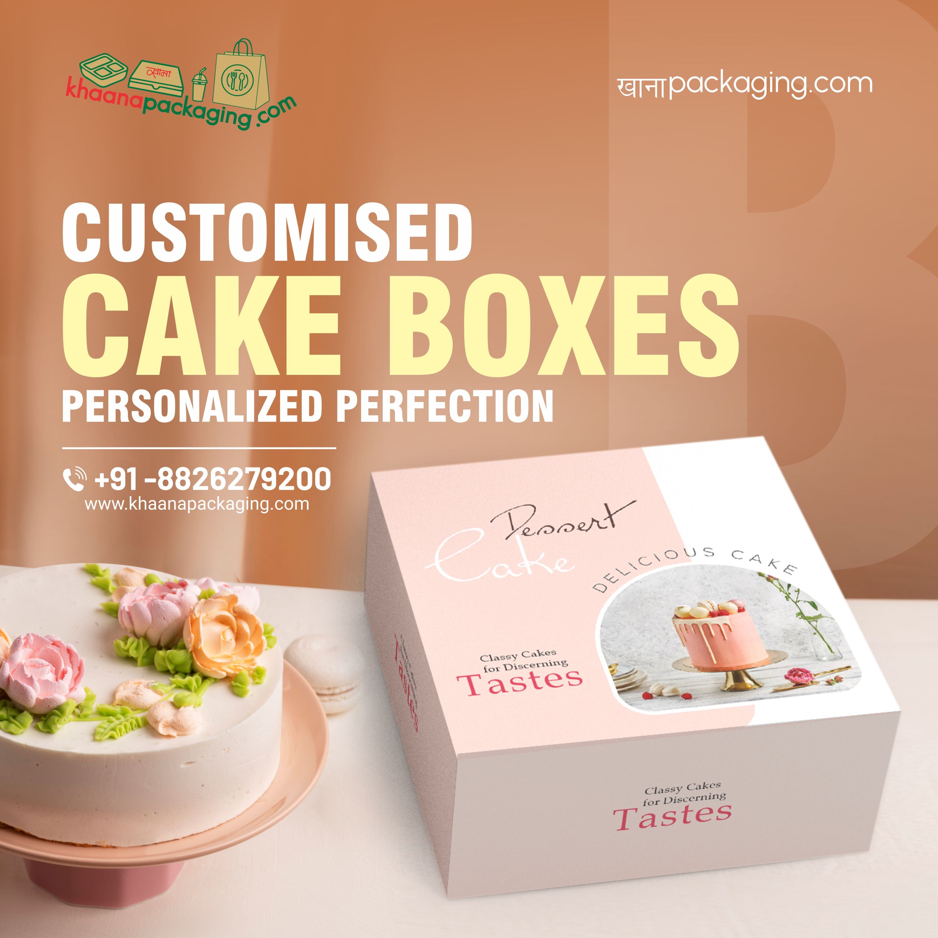 Window Cake Box with Transparent Lid | Khaana Packaging