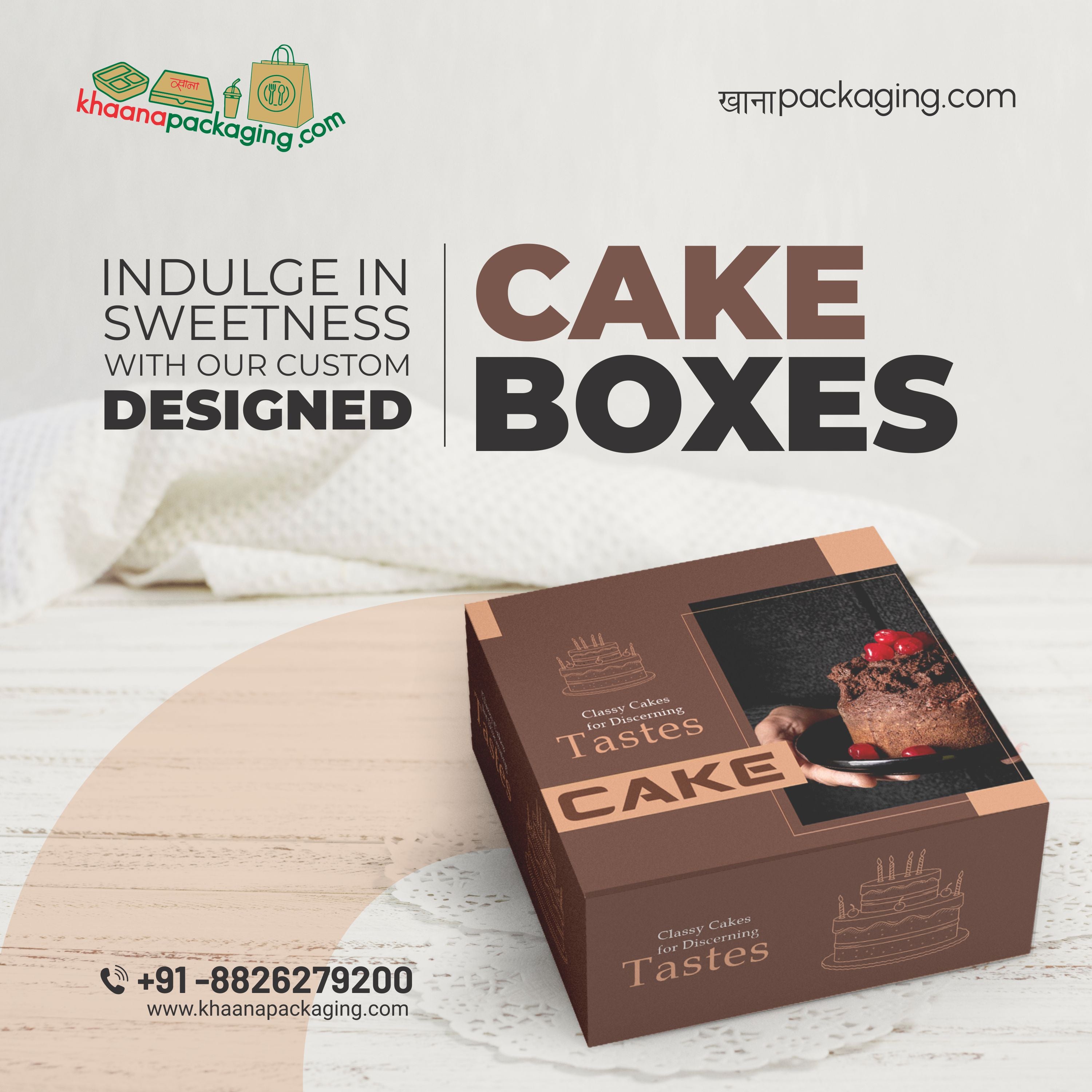 Window Cake Box with Transparent Lid | Khaana Packaging