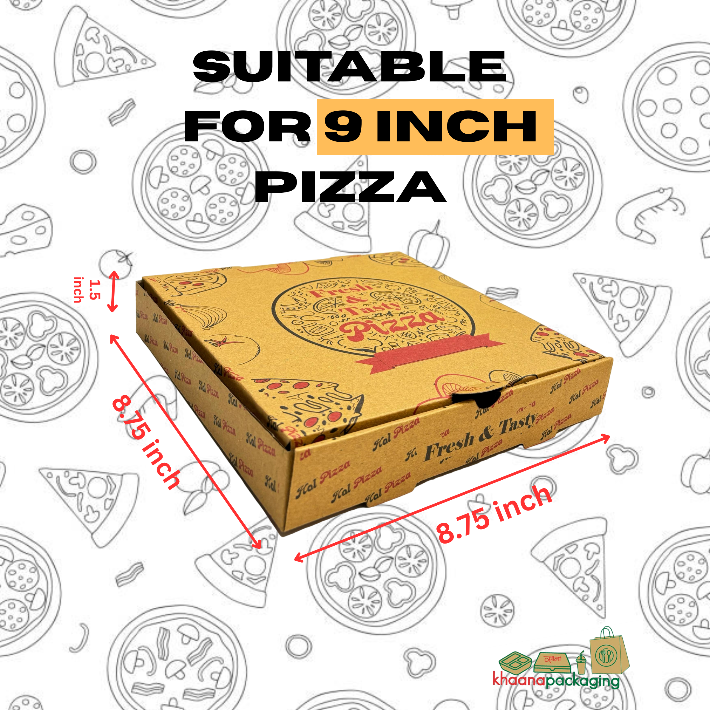 Corrugated Kraft Pizza Box | Khaana Packaging