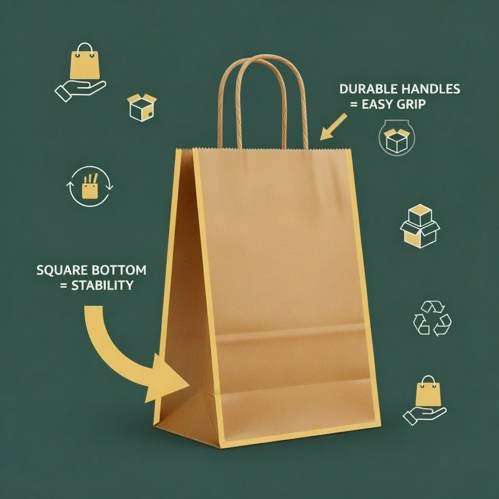 Brown Kraft Paper Gift Bags with Handles | Khaana Packaging