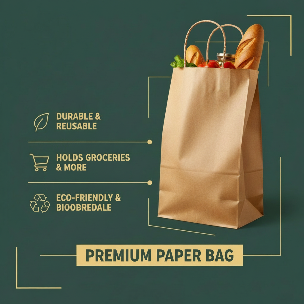 Brown Kraft Paper Gift Bags with Handles | Khaana Packaging