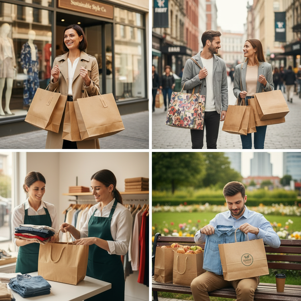 Brown Kraft Paper Gift Bags with Handles | Khaana Packaging