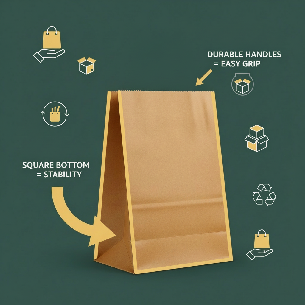 Food-Grade Brown Square Bottom Paper Envalopes | Khaana Packaging