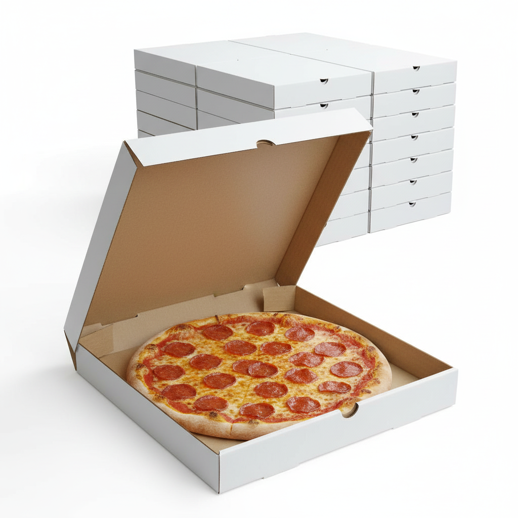 Corrugated White Pizza Box | Khaana Packaging