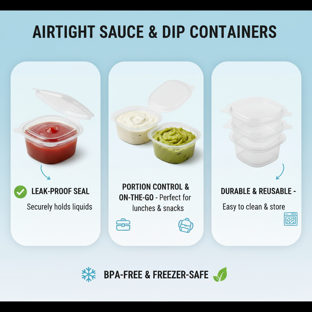 Plastic Airtight Sauce Dip Containers