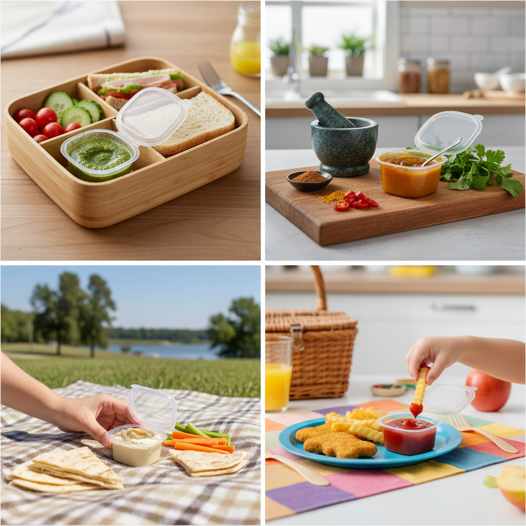 Plastic Airtight Sauce Dip Containers