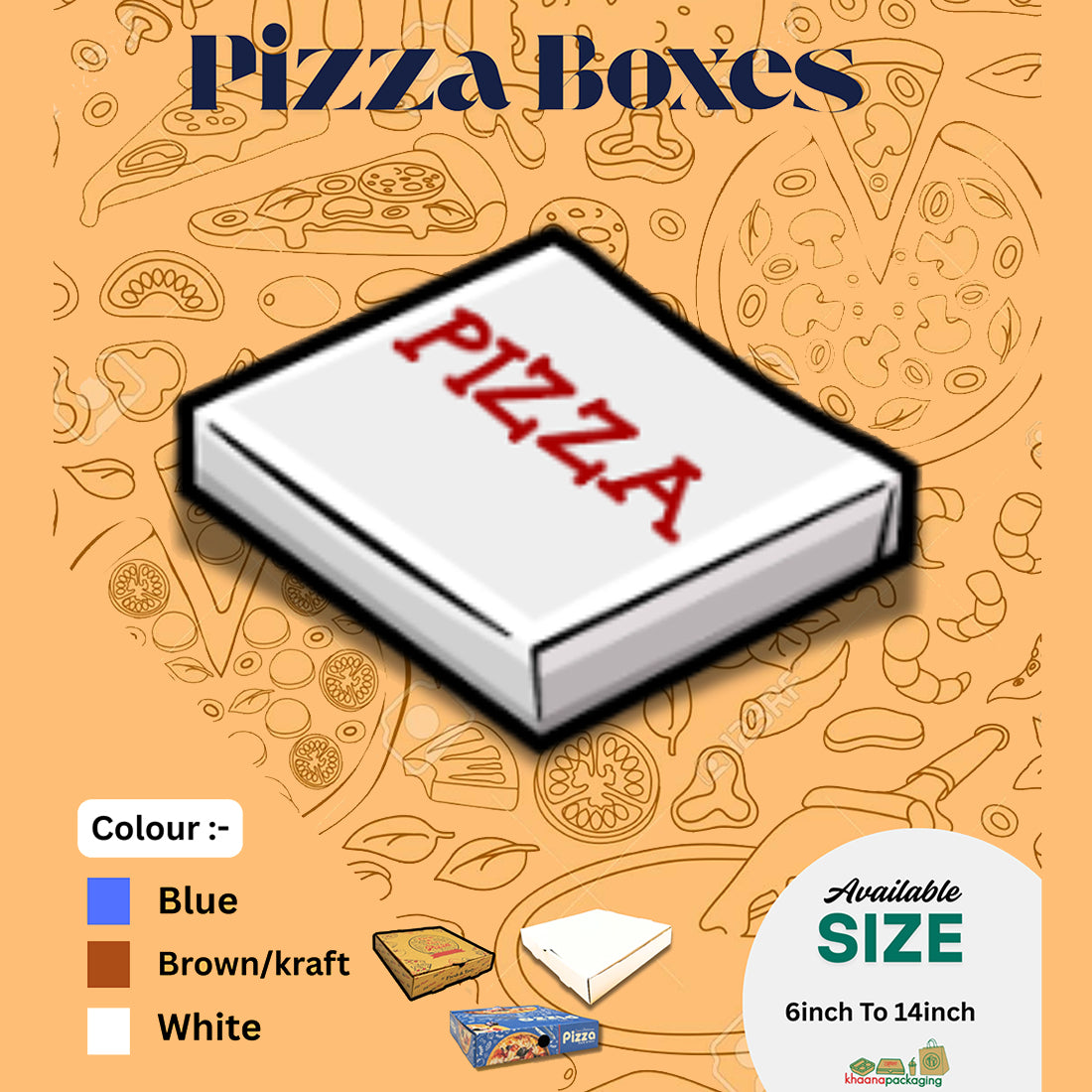 Corrugated White Pizza Box | Khaana Packaging