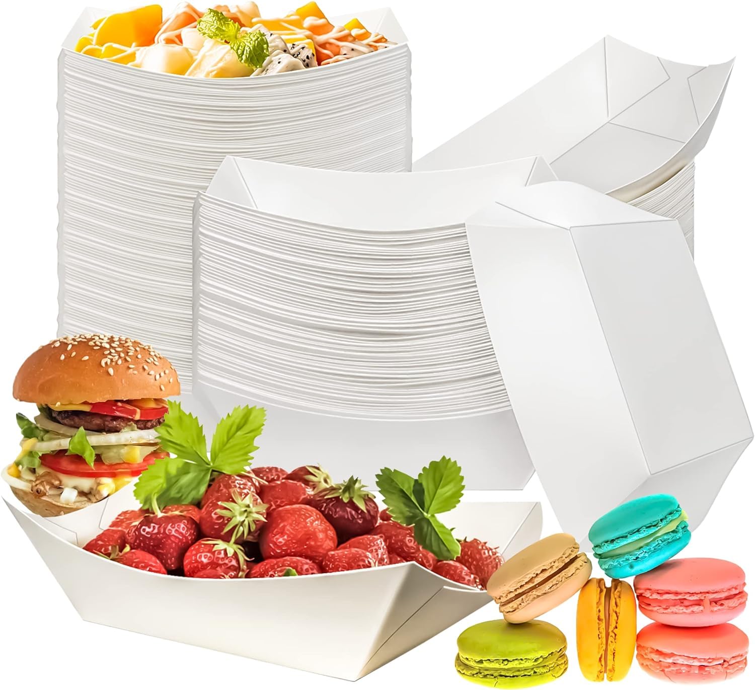 Heavy Duty Disposable White Paper Food Trays | Khaana Packaging