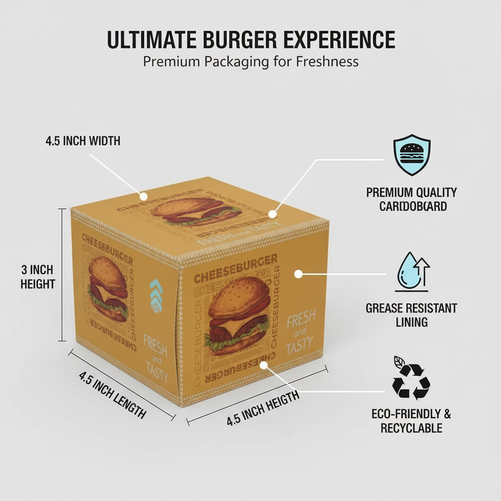 Biodegradable Paper Disposable Burger Boxes | Khaana Packaging