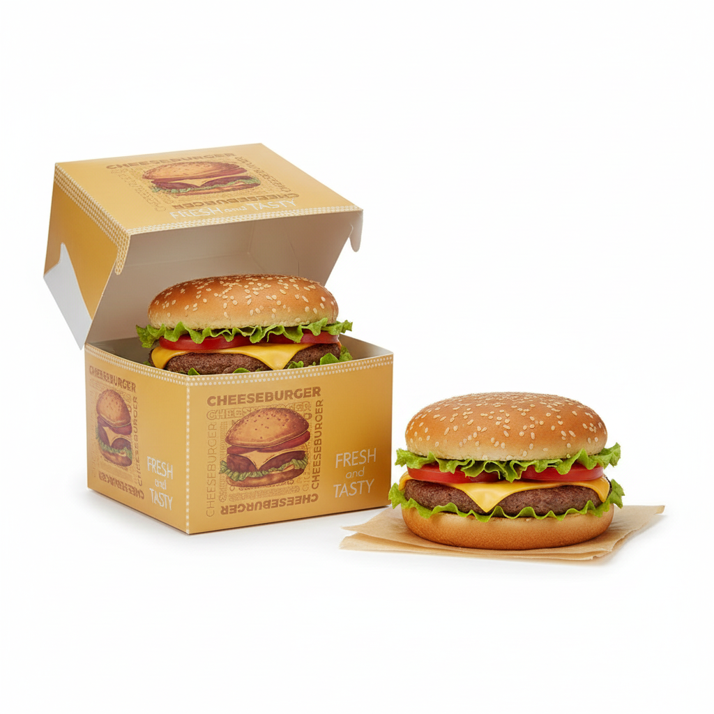 Biodegradable Paper Disposable Burger Boxes | Khaana Packaging