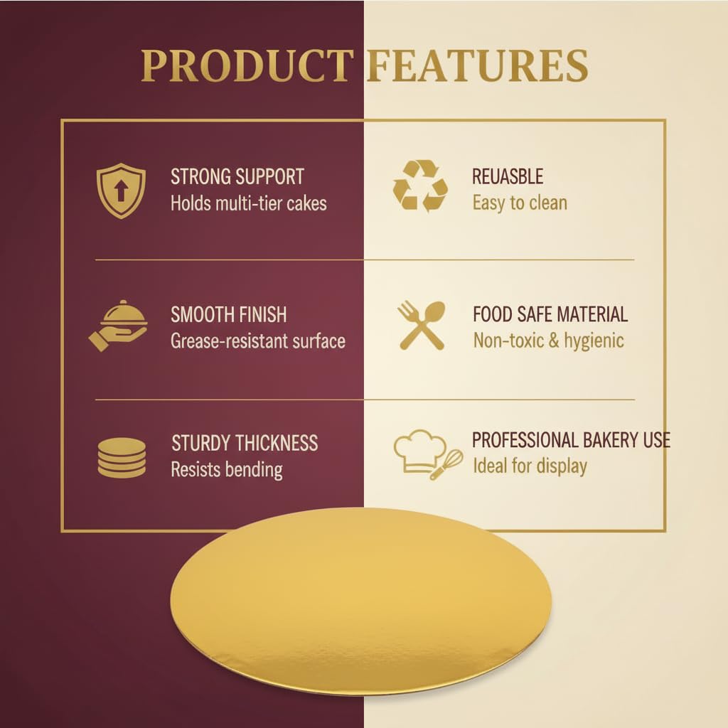 Corrugated Gold Cake Base Round Board | Khaana Packaging