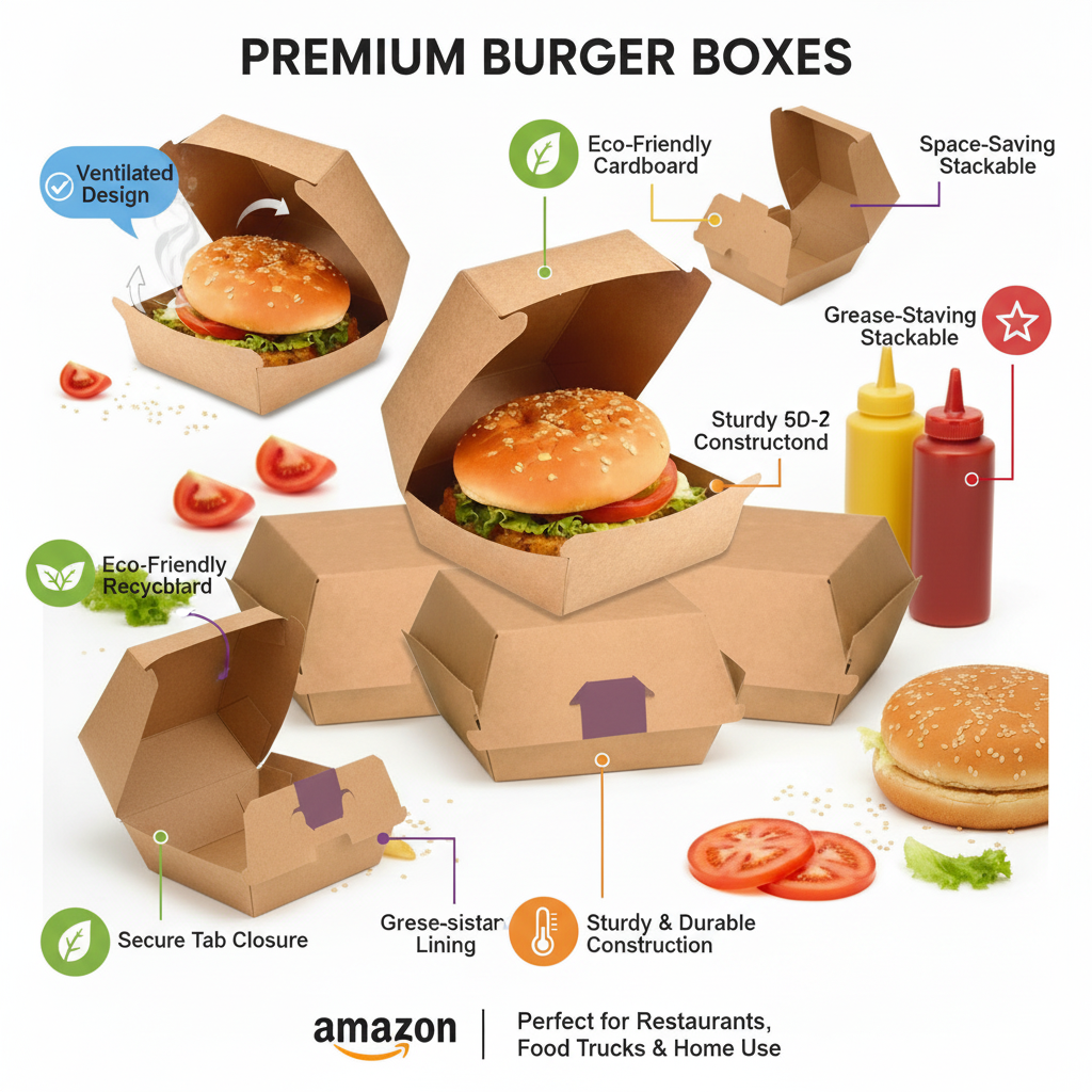 Disposable Kraft Clamshell Burger Box 4.25x4.25x3.5 inch | Khaana Packaging