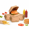 Disposable Kraft Clamshell Burger Box 4.25x4.25x3.5 inch | Khaana Packaging