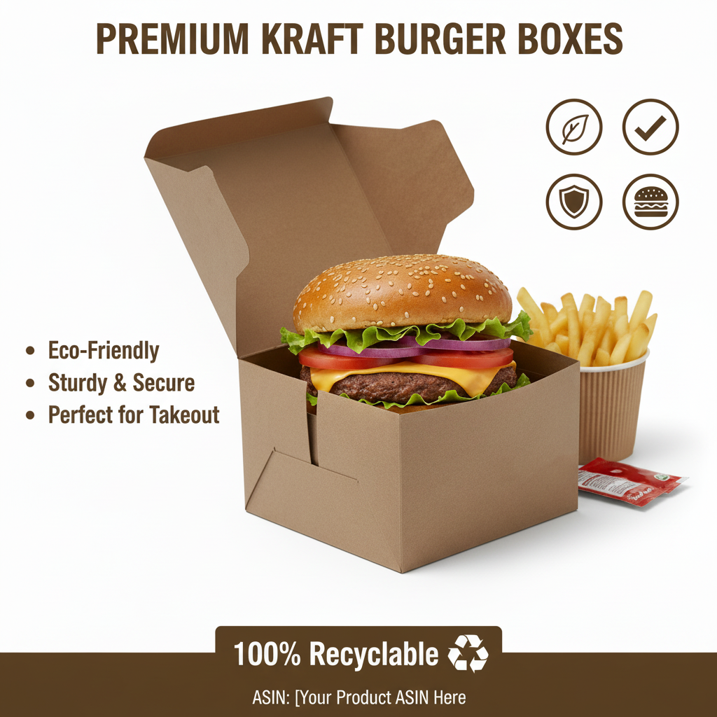 Kraft Paper Burger Box [4.5x4.5x3inch] – Disposable Germ-Free Takeaway Box | Khaana Packaging