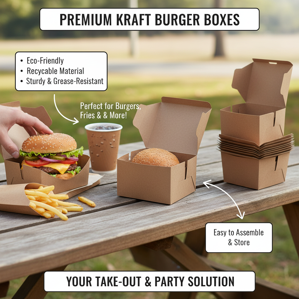 Kraft Paper Burger Box [4.5x4.5x3inch] – Disposable Germ-Free Takeaway Box | Khaana Packaging
