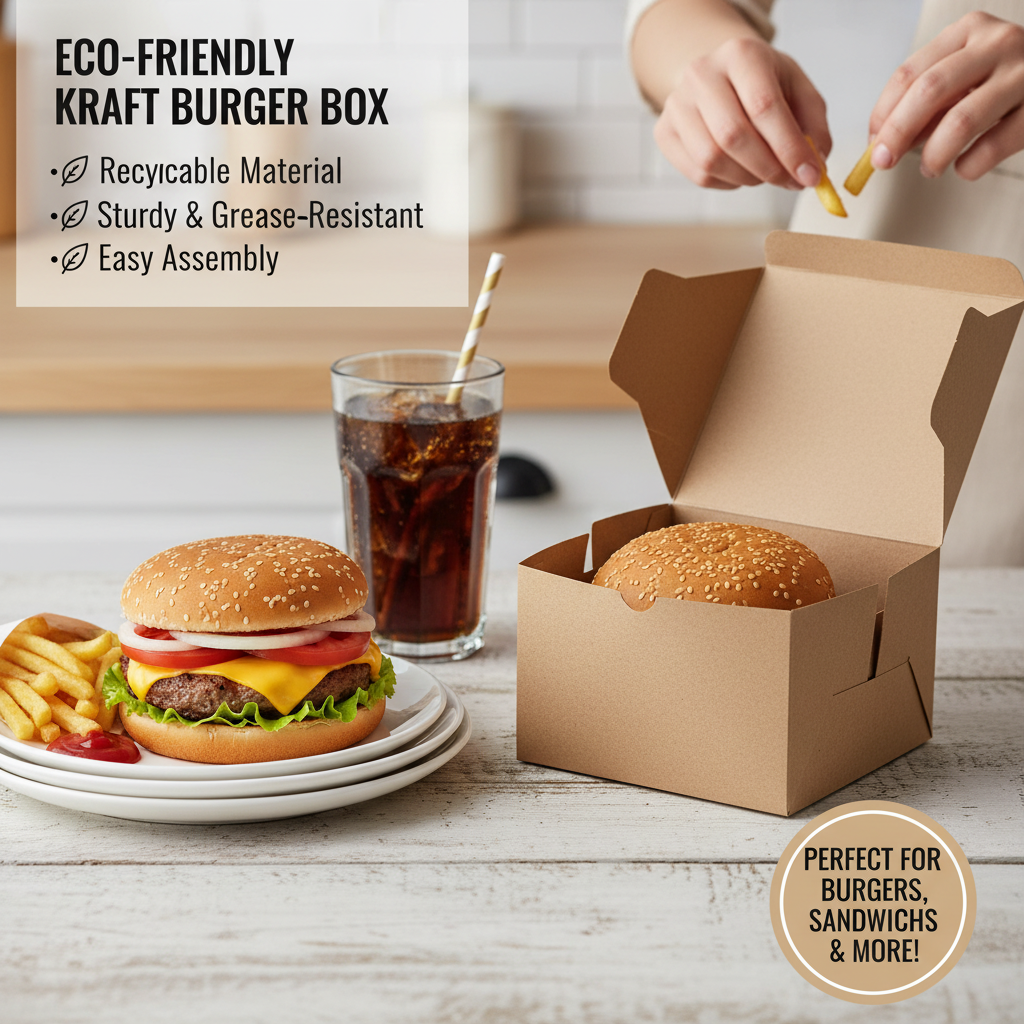 Kraft Paper Burger Box [4.5x4.5x3inch] – Disposable Germ-Free Takeaway Box | Khaana Packaging