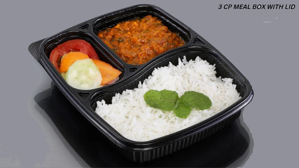 Microwave Safe Meal Tray with Lid  Compartments | Khaana Packaging