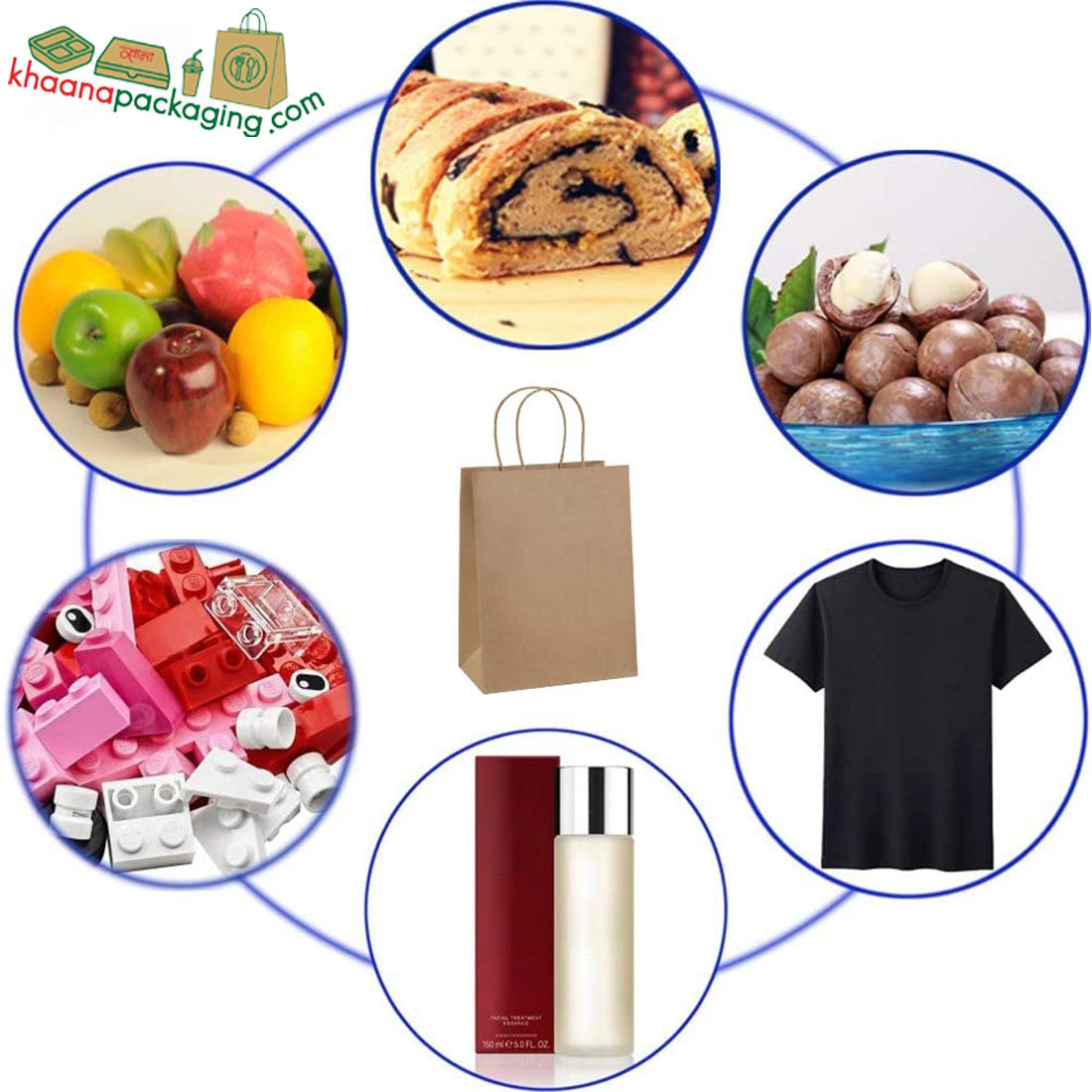 Brown Kraft Paper Gift Bags with Handles | Khaana Packaging