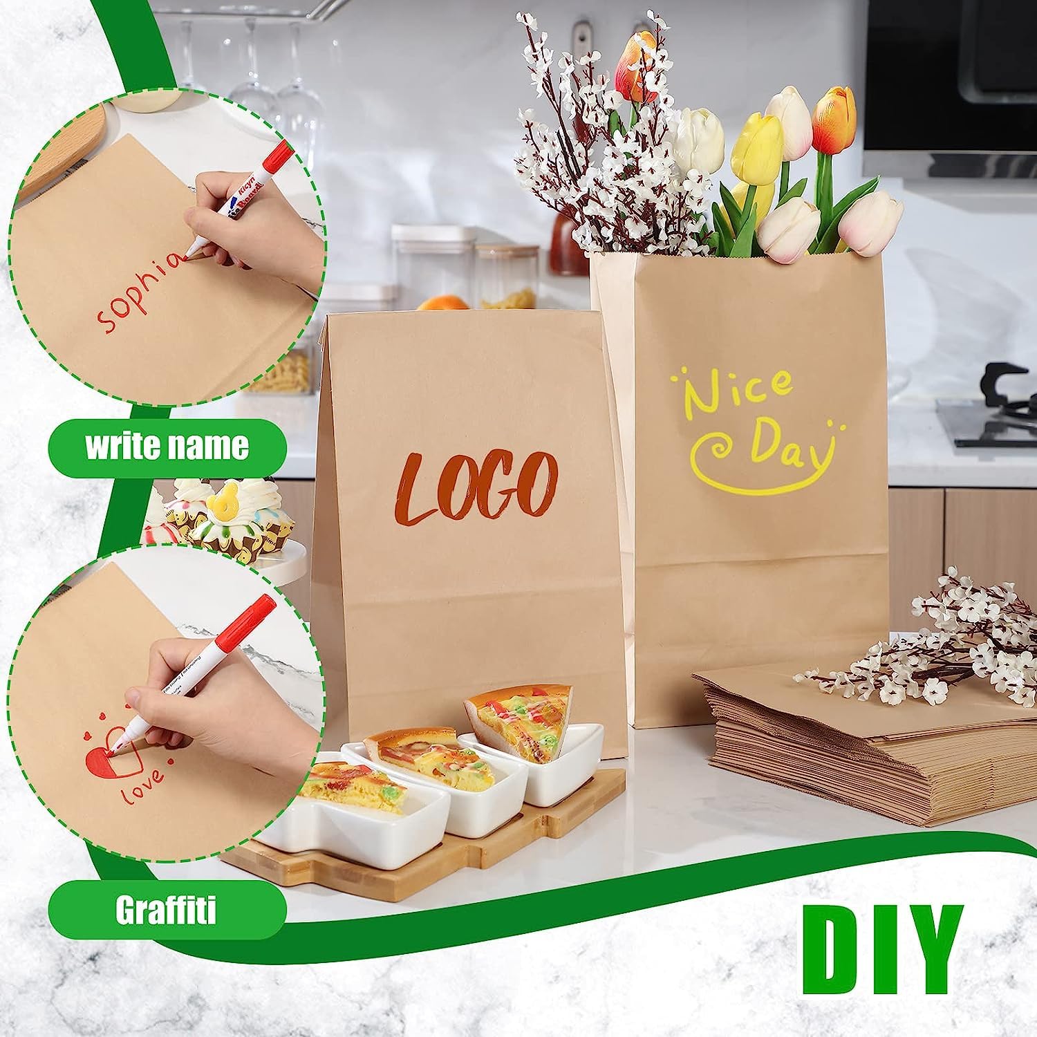 Food-Grade Brown Square Bottom Paper Envalopes | Khaana Packaging