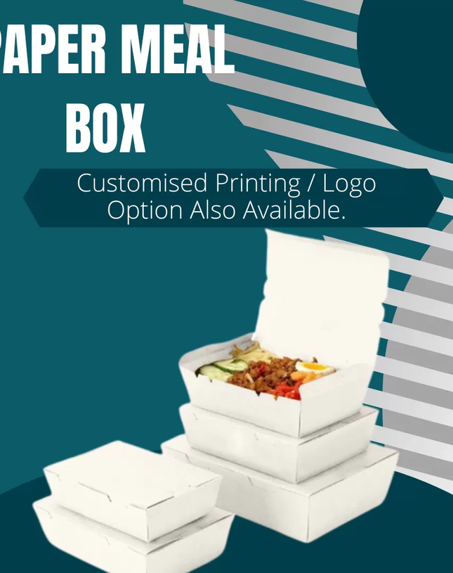 Biodegradable White Paper Lunch Boxes | Khaana Packaging
