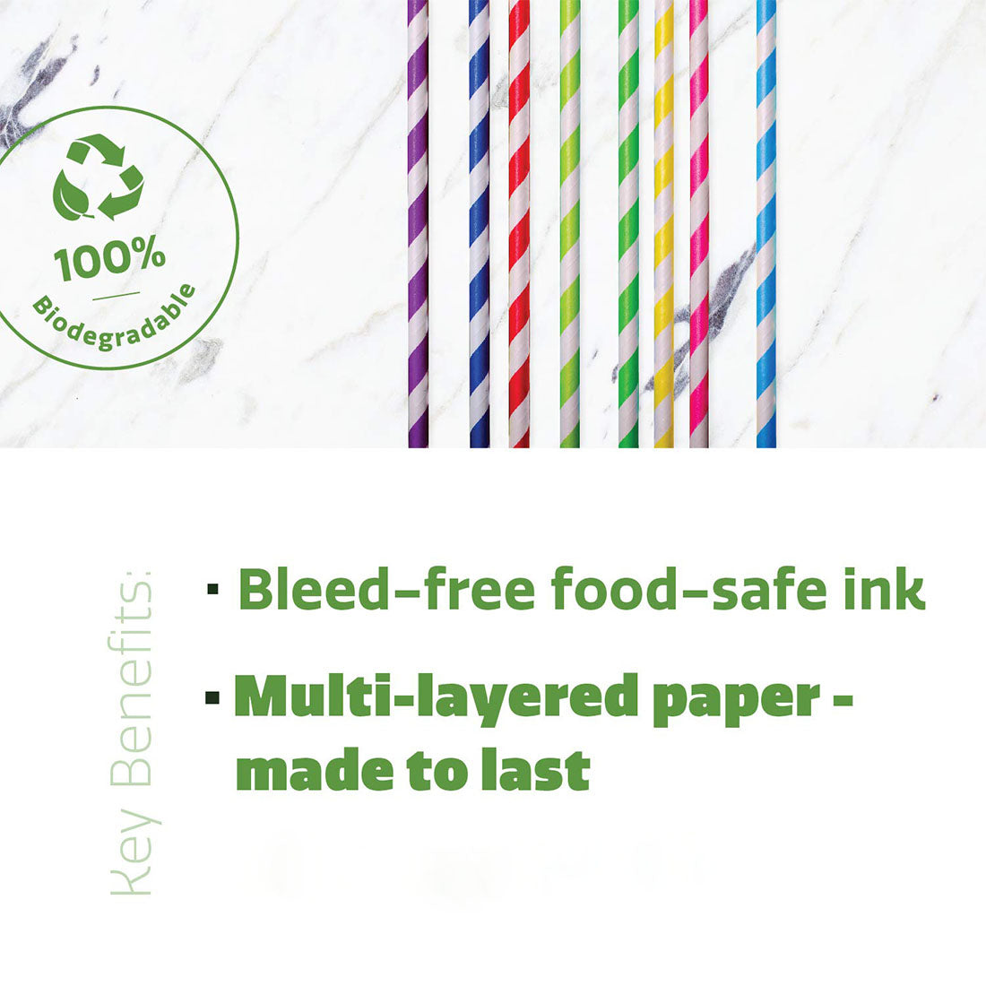 Khaana Biodegradable Rainbow Paper Straws | Eco-Friendly, Durable & Compostable Drinking Straws