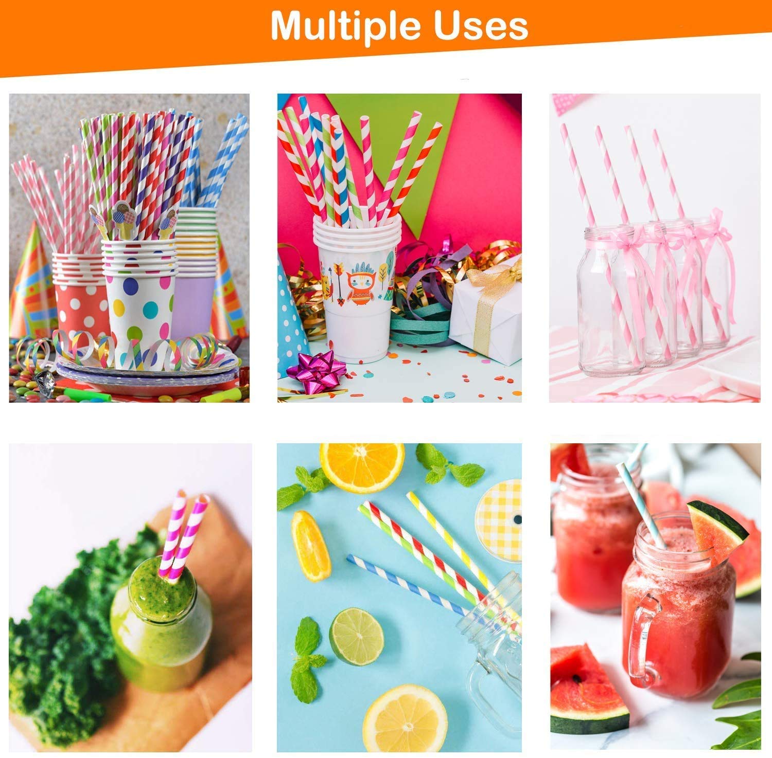 Khaana Biodegradable Rainbow Paper Straws | Eco-Friendly, Durable & Compostable Drinking Straws