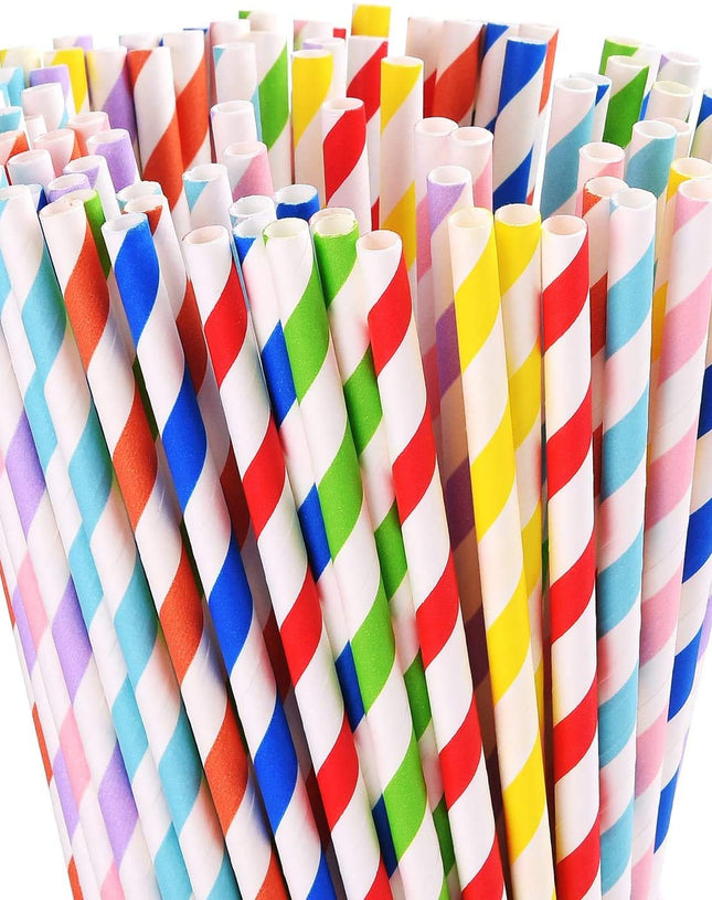 Khaana Biodegradable Rainbow Paper Straws | Eco-Friendly, Durable & Compostable Drinking Straws