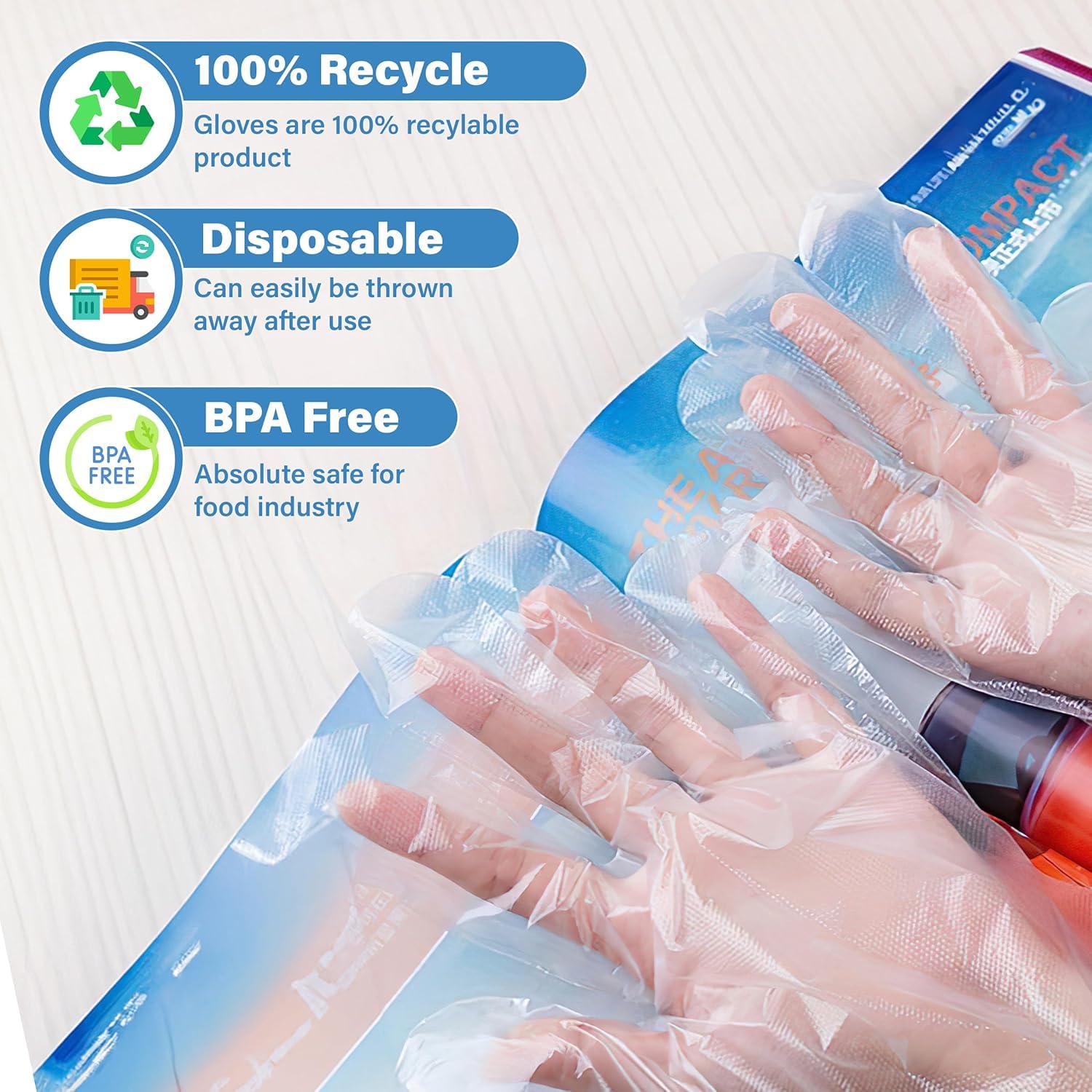 Disposable PP Gloves – 100% Compostable & Transparent | Khaana Packaging
