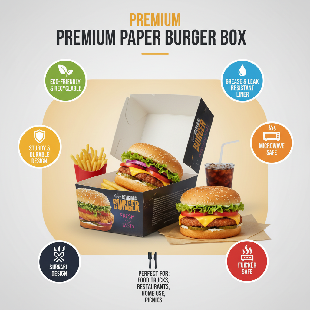 Biodegradable Paper Disposable Burger Boxes | Khaana Packaging