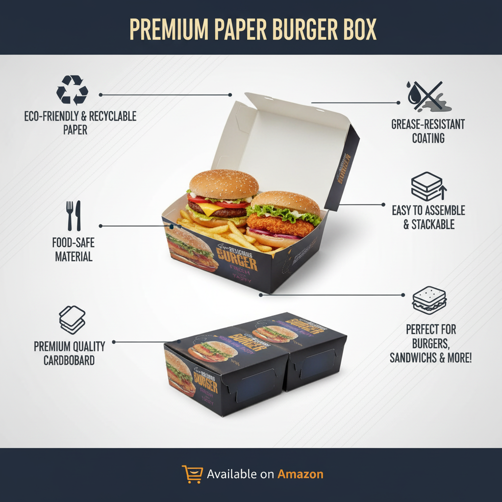 Biodegradable Paper Disposable Burger Boxes | Khaana Packaging