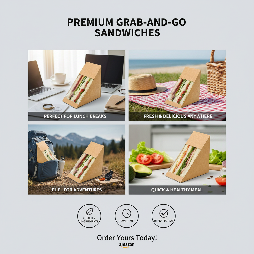Disposable Kraft Sandwich Wedge Box with Window | Khaana Packaging